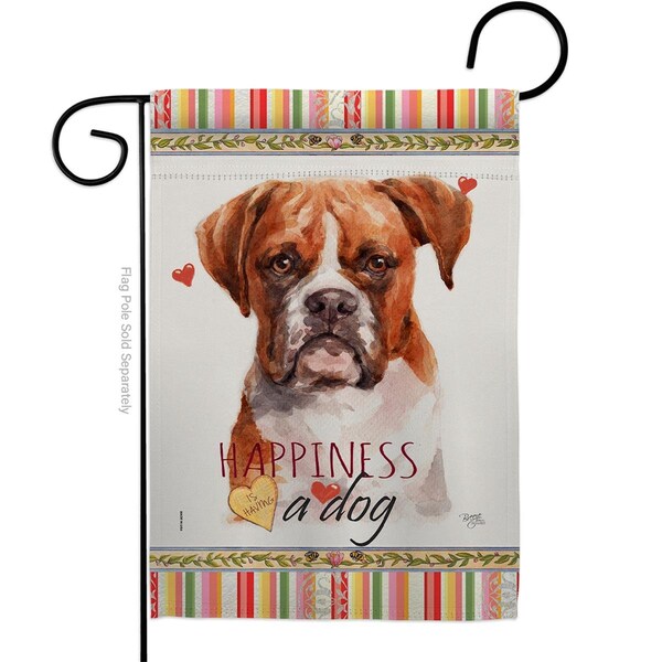 Gardencontrol 13 x 18.5 in. Dog Boxer Happiness Double-Sided Decorative Vertical Garden Flag - GA2158636