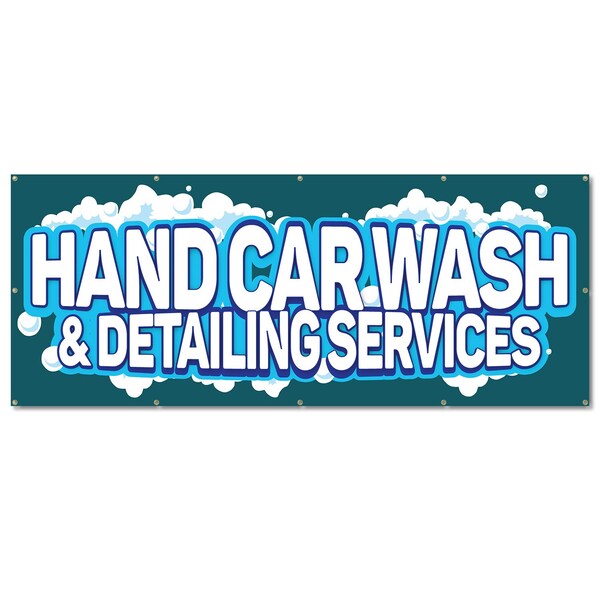 Signmission Hand Car Wash, 48 Inch, Banner - B-120-30388