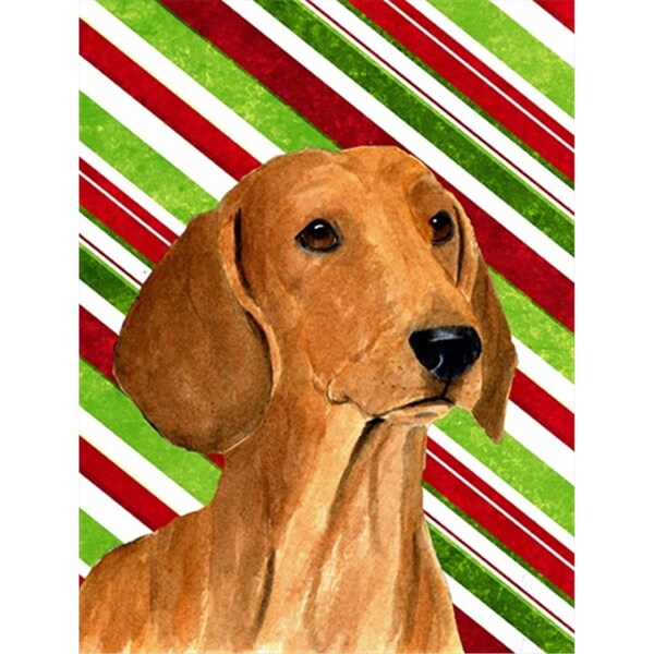 Patioplus 11 x 15 In. Dachshund Candy Cane Holiday Christmas Flag; Garden Size - PA251975