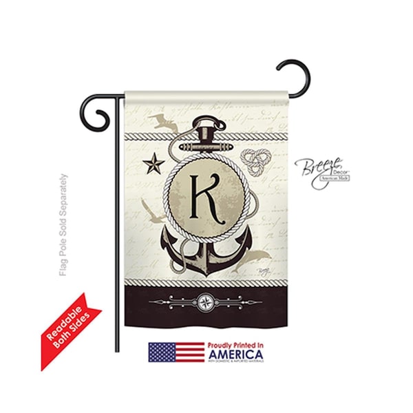 Gardencontrol Nautical K Monogram 2-Sided Impression Garden Flag - 13 x 18.5 in. - GA946100