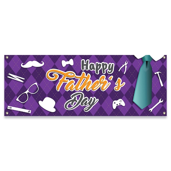 Signmission Happy Fathers Day Banner Concession Stand Food Truck Single Sided - B-30084