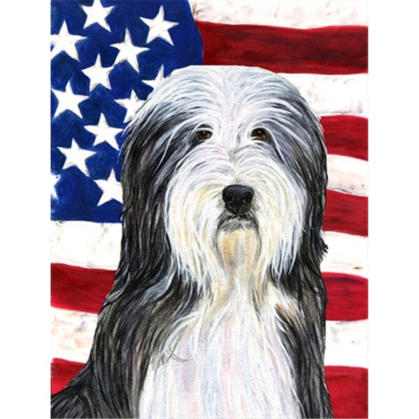 Patioplus 11 x 15 in. USA American Flag with Bearded Collie Garden Size Flag - PA247130