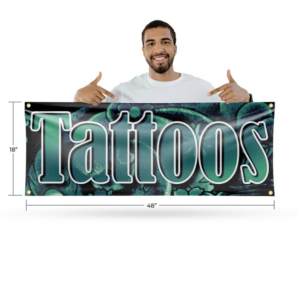 Signmission Tattoos, 18 Inch x 48 Inch, Vinyl Banner - B-30883