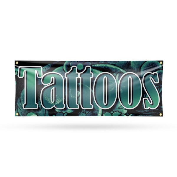 Signmission Tattoos, 18 Inch x 48 Inch, Vinyl Banner - B-30883