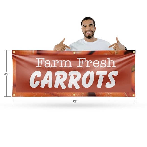 Signmission Farm Fresh Carrots, 24 Inch x 72 Inch, Vinyl Banner - B-72-30585