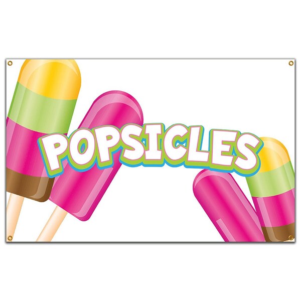Signmission Popsicles Banner Concession Stand Food Truck Single Sided - B-60 POPSICLES19