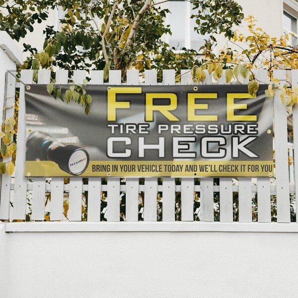 Signmission Free Tire Pressure Check, 36 Inch x 96 Inch, Vinyl Banner - B-96-30647