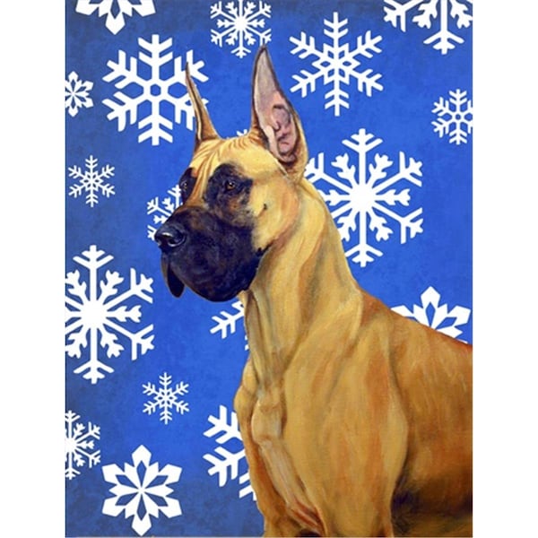 Patioplus 11 x 15 in. Great Dane Winter Snowflakes Holiday Garden Size Flag - PA246160