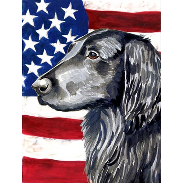 Patioplus 11 x 15 in. USA American Flag with Flat Coated Retriever Garden Size Flag - PA631274