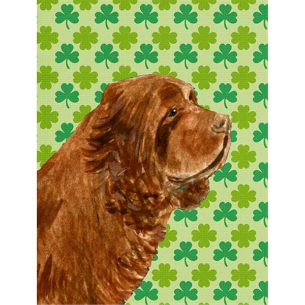 Patioplus Sussex Spaniel St. Patricks Day Shamrock Portrait Flag Garden Size - PA247882