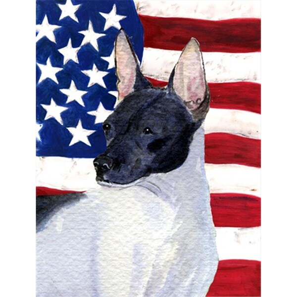 Carolines Treasures 28 x 40 in. USA American Flag with Rat Terrier House Size Canvas Flag - SS4054CHF