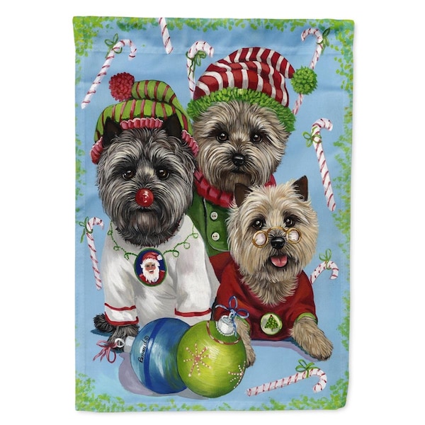 Carolines Treasures 28 x 0.01 x 40 in. Cairn Terrier Christmas Elves Canvas House Flag - PPP3050CHF