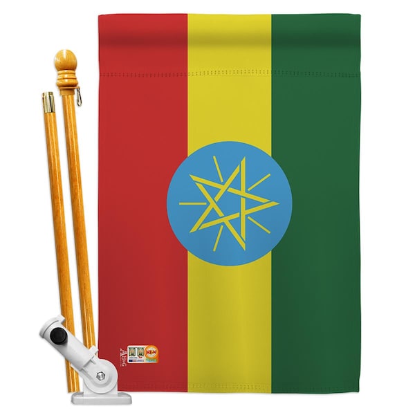 Cosa 28 x 40 in. Ethiopia Flags of the World Nationality Impressions Decorative Vertical House Flag Set - CO4124710