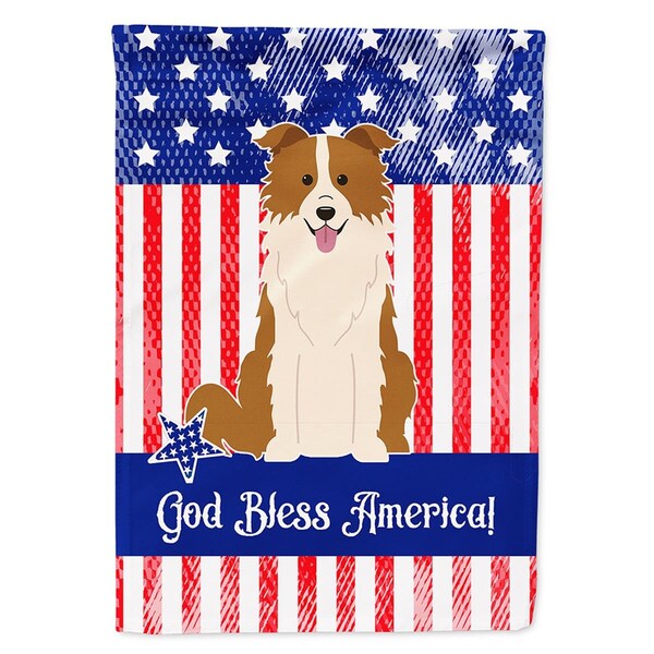 Carolines Treasures Patriotic USA Border Collie Red White Flag Canvas House Size - BB3114CHF