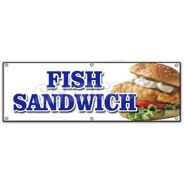 Signmission FISH SANDWICH BANNER SIGN haddock cod fresh deep fried beer battered - B-72 FISH SANDWICH