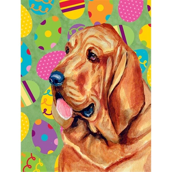 Carolines Treasures 28 x 40 in. Bloodhound Easter Eggtravaganza House Size Canvas Flag - LH9421CHF