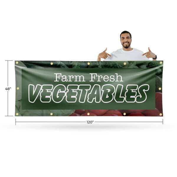 Signmission Farm Fresh Vegetables, 48 Inch x 120 Inch, Vinyl Banner - B-120-30619