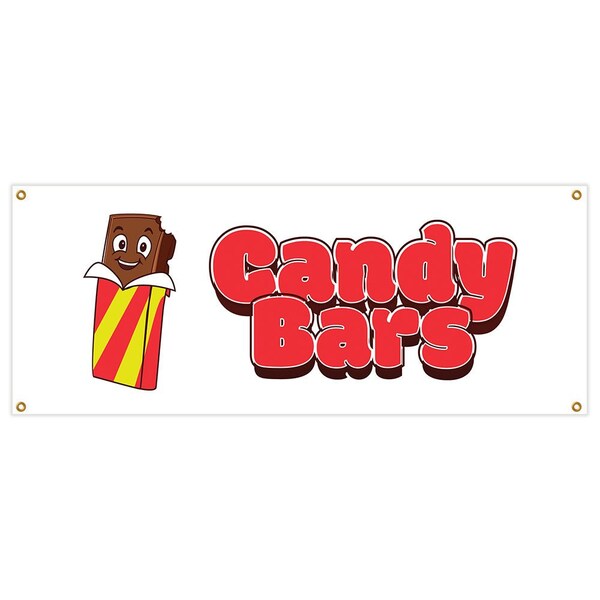Signmission Candy Bars Banner Heavy Duty 13 Oz Vinyl with Grommets Single Sided - B-CANDY BARS