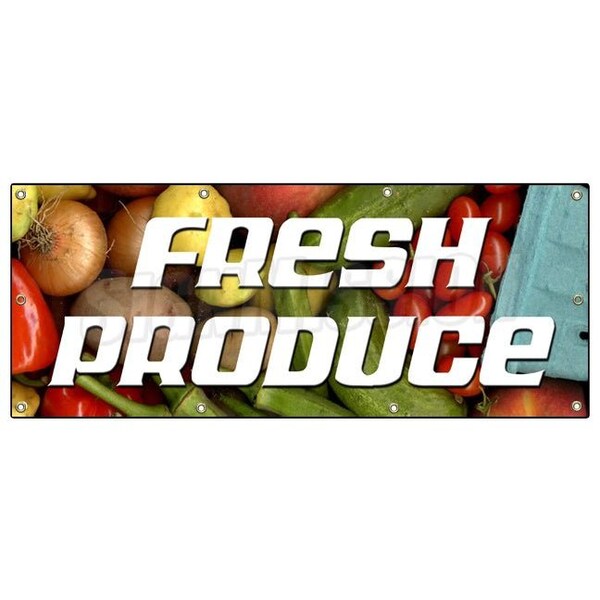Signmission FRESH PRODUCE BANNER SIGN stand farmers market signs fruit vegetables - B-96 FRESH PRODUCE