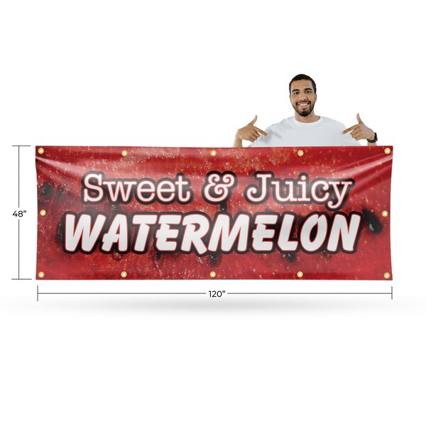 Signmission Sweet & Juicy Watermelon, 48 Inch x 120 Inch, Vinyl Banner - B-120-30874