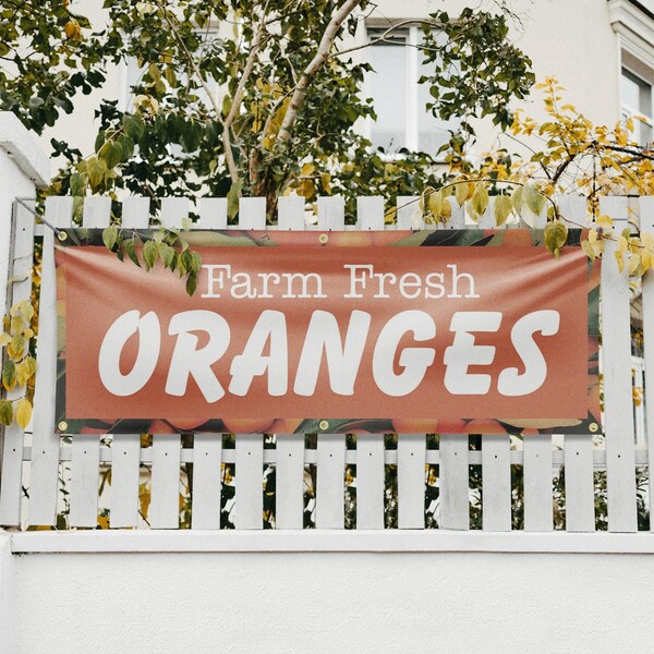 Signmission Farm Fresh Oranges, 24 Inch x 72 Inch, Vinyl Banner - B-72-30604