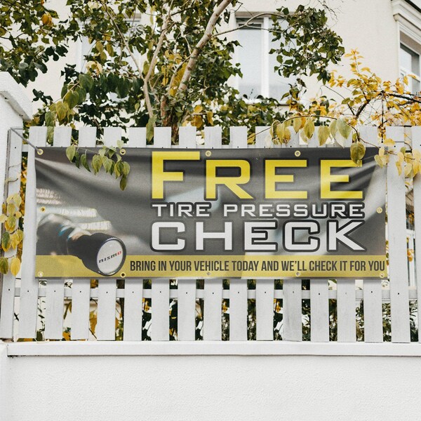 Signmission Free Tire Pressure Check, 48 Inch x 120 Inch, Vinyl Banner - B-120-30647
