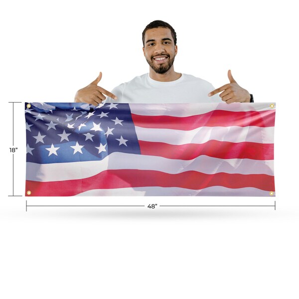 Signmission American Flag, 18 Inch x 48 Inch, Vinyl Banner - B-30461