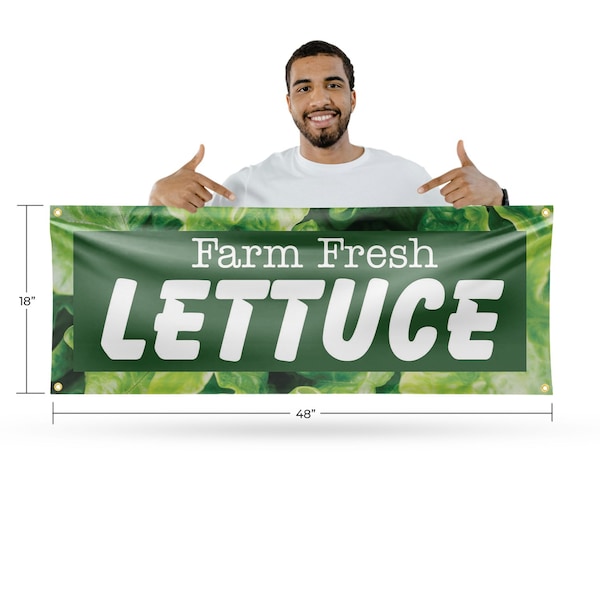 Signmission Farm Fresh Lettuce, 18 Inch x 48 Inch, Vinyl Banner - B-30600