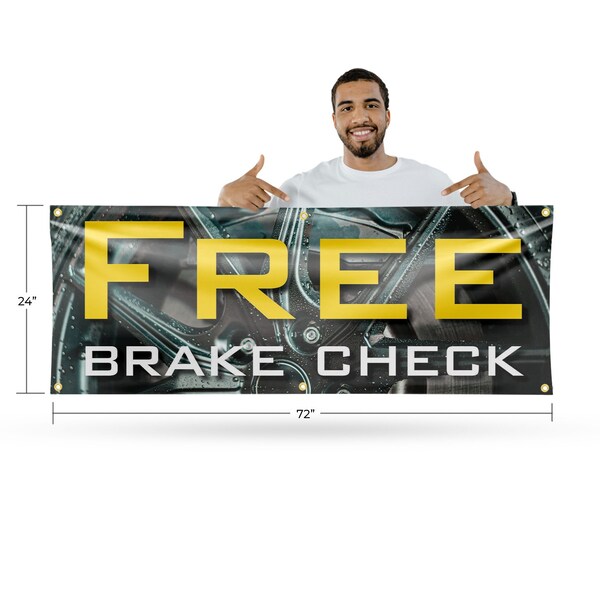 Signmission Free Brake Check, 24 Inch x 72 Inch, Vinyl Banner - B-72-30642