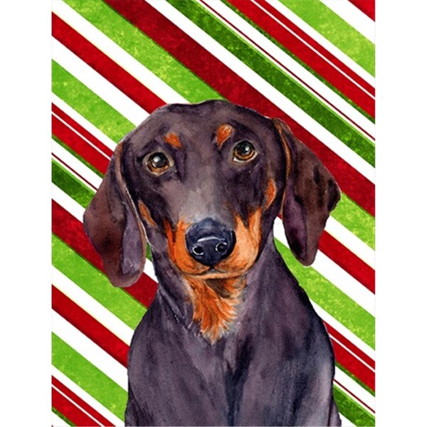 Patioplus 11 x 15 in. Dachshund Candy Cane Holiday Christmas Garden Size Flag - PA246548