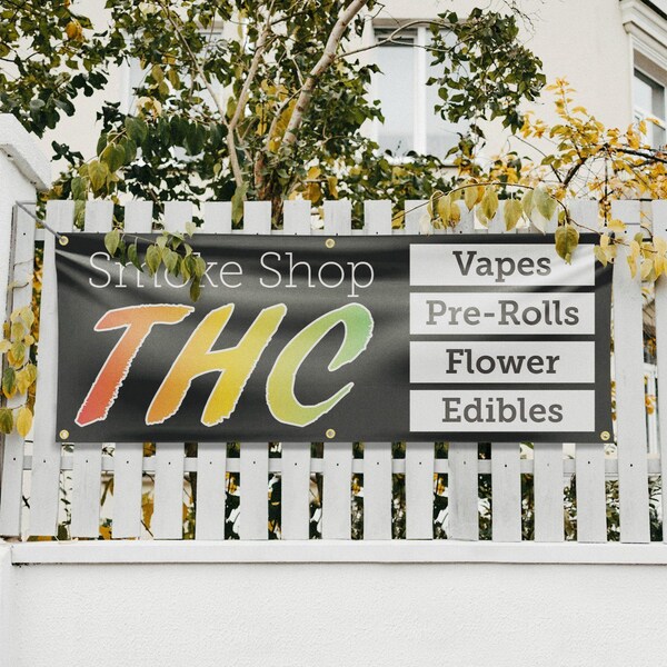 Signmission Smoke Shop THC, 24 Inch x 72 Inch, Vinyl Banner - B-72-30858