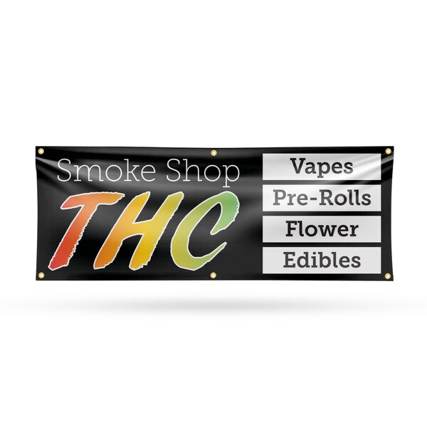 Signmission Smoke Shop THC, 24 Inch x 72 Inch, Vinyl Banner - B-72-30858