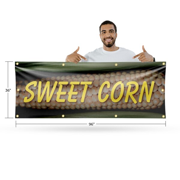 Signmission Sweet Corn, 36 Inch x 96 Inch, Vinyl Banner - B-96-30876