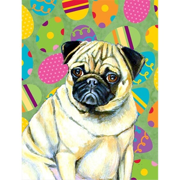 Patioplus 28 x 40 in. Pug Easter Eggtravaganza House Size Canvas Flag - PA2554572