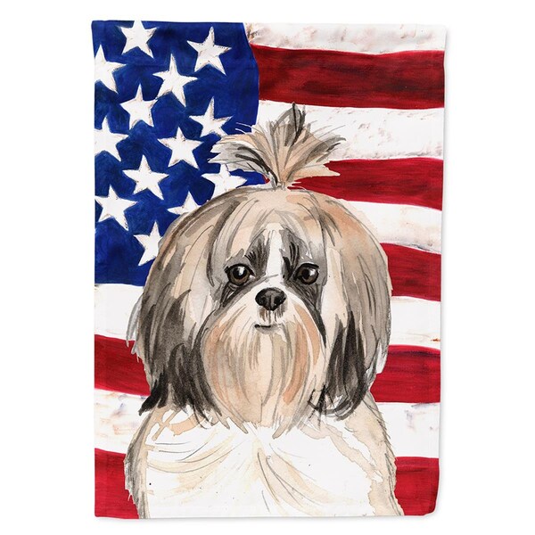 Carolines Treasures Patriotic USA Shih Tzu Garden Size Flag - CK1715GF