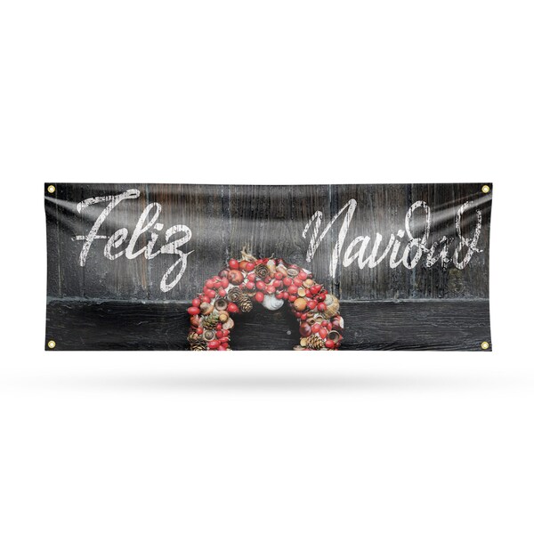 Signmission Feliz Navidad, 18 Inch x 48 Inch, Vinyl Banner - B-30624