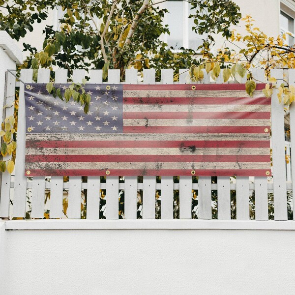 Signmission Rusty American Flag, 36 Inch x 96 Inch, Vinyl Banner - B-96-30841
