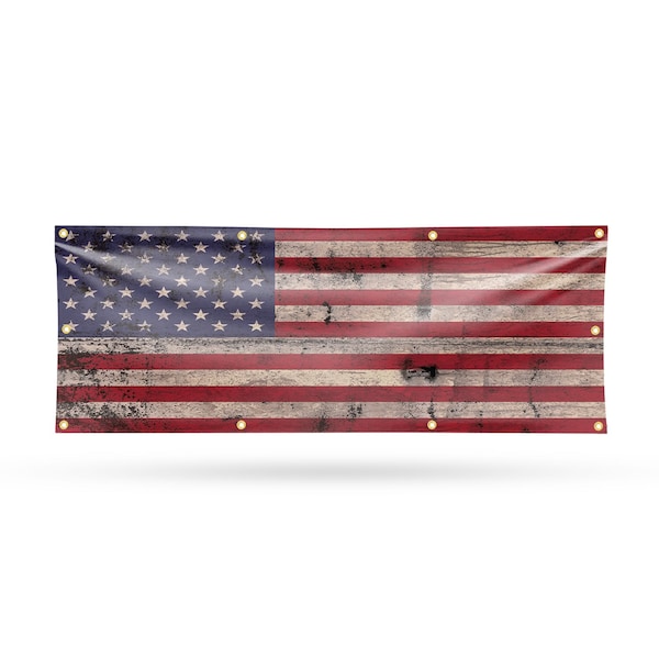Signmission Rusty American Flag, 36 Inch x 96 Inch, Vinyl Banner - B-96-30841