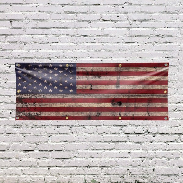 Signmission Rusty American Flag, 36 Inch x 96 Inch, Vinyl Banner - B-96-30841