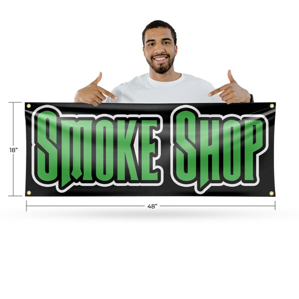 Signmission Smoke Shop, 18 Inch x 48 Inch, Vinyl Banner - B-30860