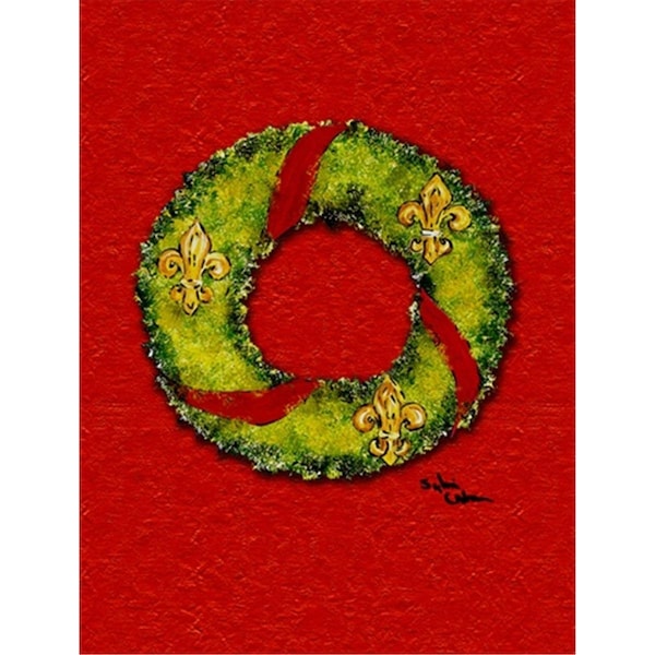 Patioplus 28 x 40 in. Christmas Wreath Fleur De Lis Flag Canvas House Size - PA759098