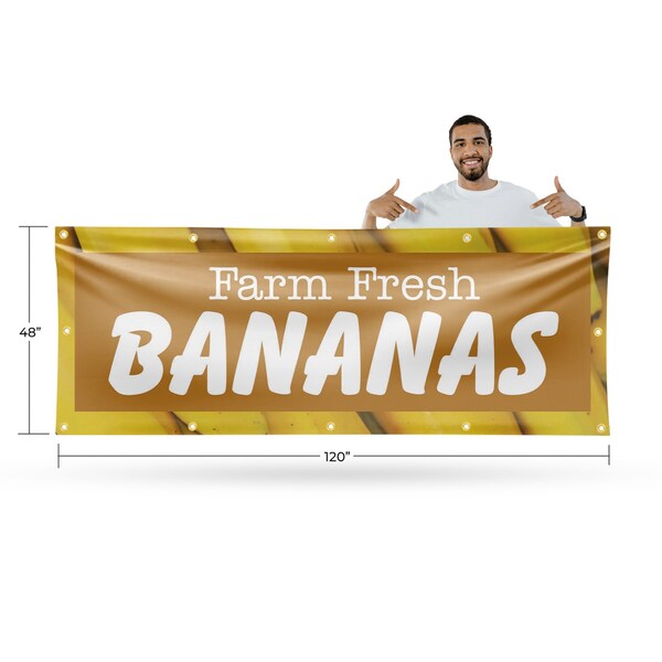 Signmission Farm Fresh Bananas, 48 Inch x 120 Inch, Vinyl Banner - B-120-30576