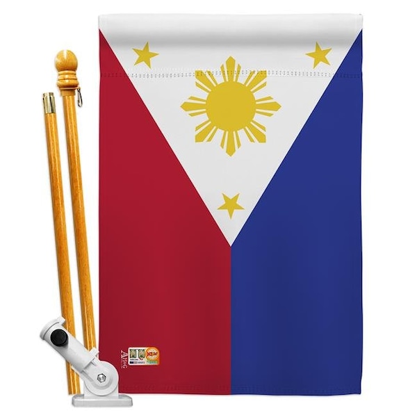 Americana Home & Garden Americana Home & Garden AA-CY-HS-140187-IP-BO-D-US18-AG 28 x 40 in. Philippines Flags of the World Nationality Impressions Decorative Vertical Double Sided House Flag Set & Pole Bracket Hardware Flag Set - HS140187-BO