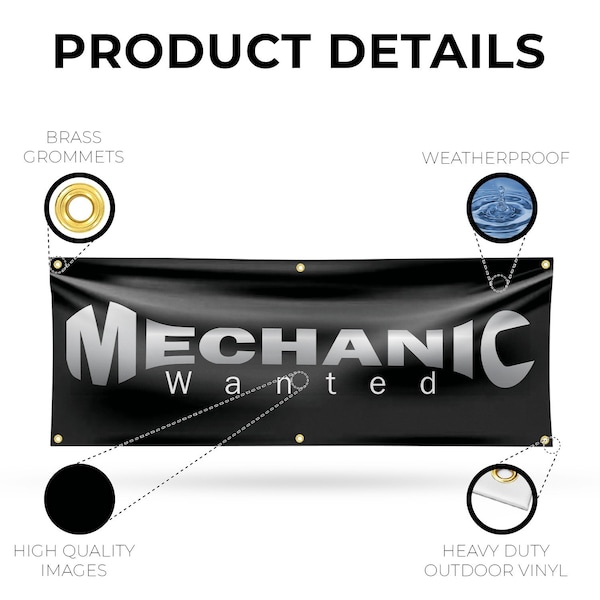Signmission Mechanic Wanted, 24 Inch x 72 Inch, Vinyl Banner - B-72-30733