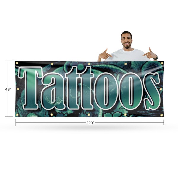 Signmission Tattoos, 48 Inch x 120 Inch, Vinyl Banner - B-120-30883