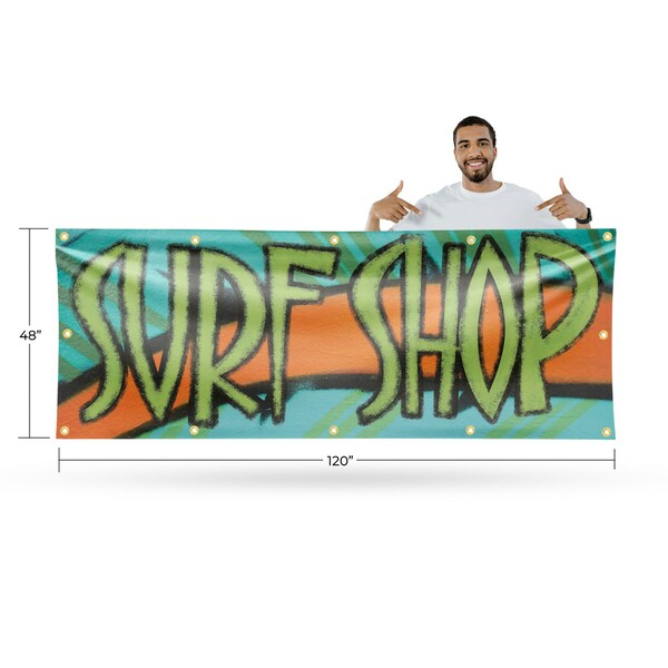 Signmission Surf Shop, 48 Inch x 120 Inch, Vinyl Banner - B-120-30873