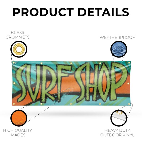Signmission Surf Shop, 48 Inch x 120 Inch, Vinyl Banner - B-120-30873