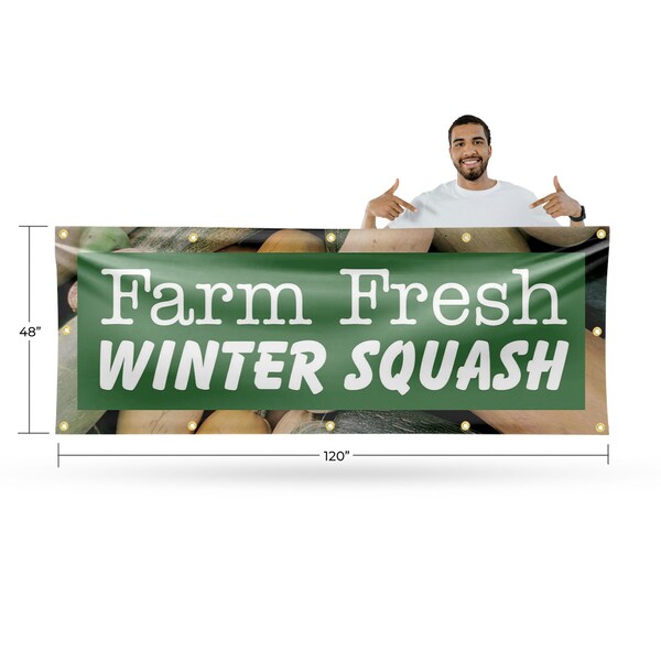 Signmission Farm Fresh Winter Squash, 48 Inch x 120 Inch, Vinyl Banner - B-120-30621