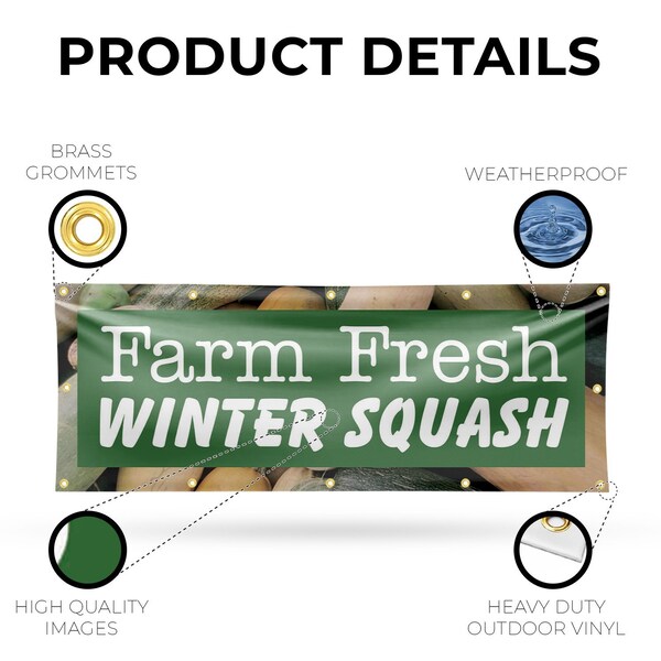 Signmission Farm Fresh Winter Squash, 48 Inch x 120 Inch, Vinyl Banner - B-120-30621