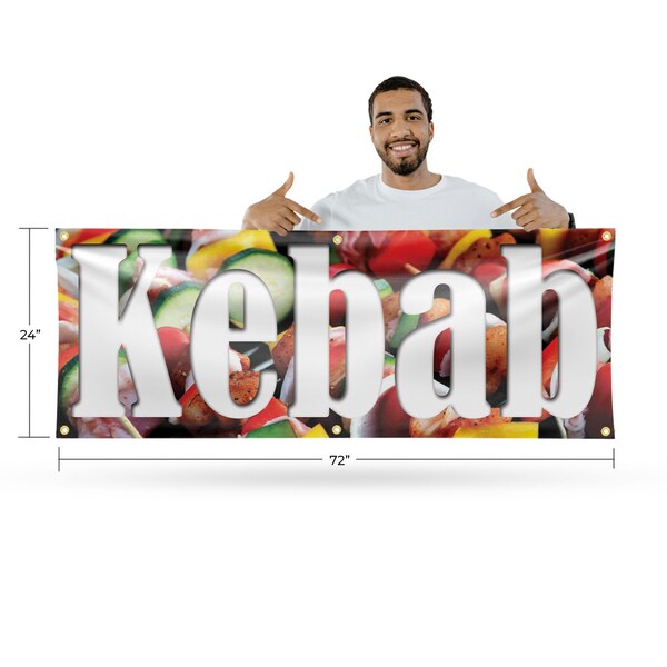 Signmission Kebab, 24 Inch x 72 Inch, Vinyl Banner - B-72-30716